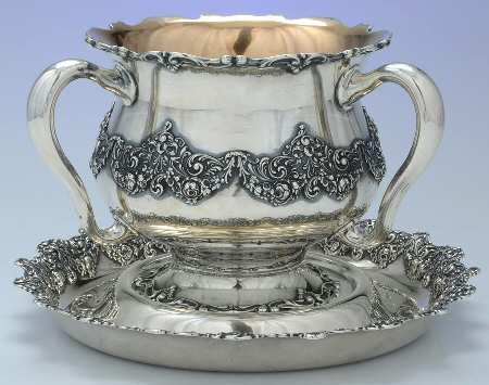 Fleury (Sterling, 1909, Hollowware) 3 Handled Loving Cup & Underplate