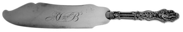 Versailles (Sterling, 1888, Monograms) Large Hollow Handle Ice Cream Slicer Sterling Bld