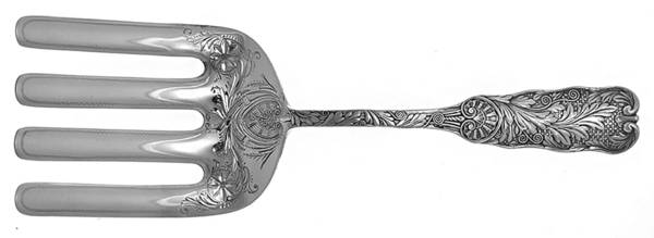 St. Cloud (Sterling, 1885) Bright Cut Large Solid Asparagus Serving Fork