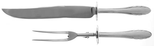 Lyric (Sterling, 1940, Monograms) (2 Pc)Carving Set-Lg Stnbl/Roast w/Sterling Guard