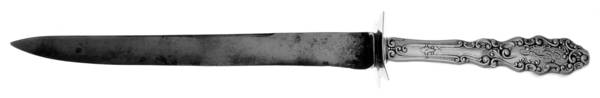 Luxembourg (Sterling, 1893, Monograms) Large Carving/Roast Knife StnlBl w/Sterling Guard