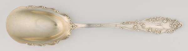 Luxembourg (Sterling, 1893, Monograms) Oversize Solid Salad Serving Spoon