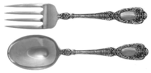 Florentine-Florenz (Sterling, 1901, Monograms)  Solid Serving Set