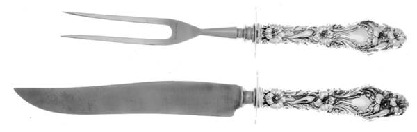 Lily (Sterling, 1991, No Monograms) 2 Piece Small Carving Set W/ Sterling Guard