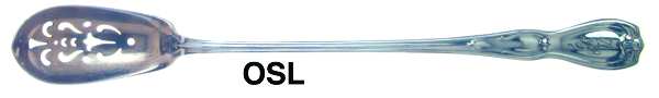 La Modele (Sterling, 1909, Monograms) Pierced Bowl Long Handle Olive Spoon