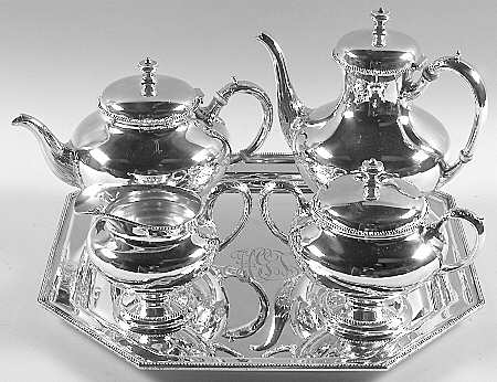 A3280 (Sterling, Hollowware) 5 Piece Tea Set (SCP, STP, SCR, SSU, TROC14)