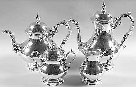 YC476 (Silverplate, Hollowware) (4 Piece) Silverplate Tea Set