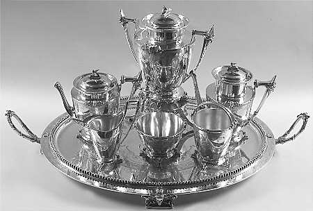 690 (Sterling, Hollowware) 7 Piece Tea Set (SCP, STP, SCR, SSU, SWB, SKES & WTL)