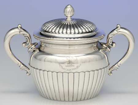 2590 (Sterling, Hollowware, Ribbed) Sugar Bowl & Lid