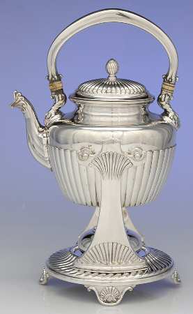 2590 (Sterling, Hollowware, Ribbed) Kettle, Stand & Burner