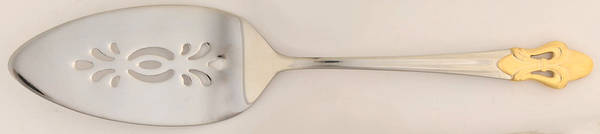 Fleur De Lis (Stainless, Gold Accent) Pierced All Stainless Pie Server