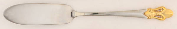 Fleur De Lis (Stainless, Gold Accent) Flat Handle Butter Spreader