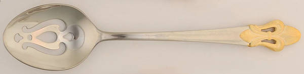 Fleur De Lis (Stainless, Gold Accent) Solid Serving Spoon