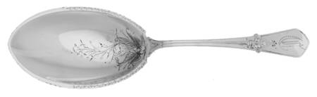 Swiss (Sterling, 1870) Bright Cut Solid Pudding Spoon