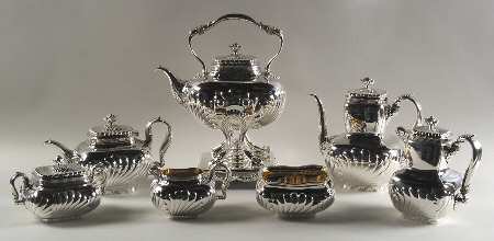 495C (Sterling, Hollowware) 7 Piece Tea Set (SCP, STP, SCR, SSU, SWB, SKES, PITHM)