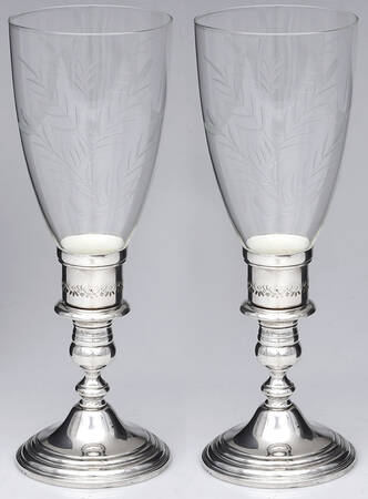 Pilgrim (Sterling, Hollowware) Pair of Weighted Hurricane Lamp & Globe