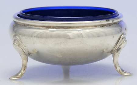1110 (Sterling, Hollowware) Open Salt Master-W/Cobalt Liner