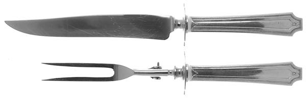 King Albert (Sterling, 1919, No Monograms) Large 2-Piece Roast Carving Set w/ Stainless Blade