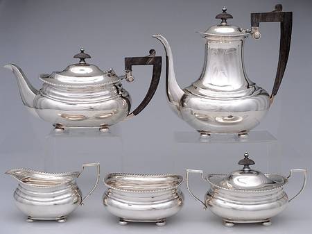 841 (Sterling, Hollowware) 5 Piece Tea Set (SCP, STP, SCR, SSU, SWB)
