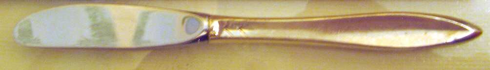 Golden Gossamer (Sterling, Gold Vermeil) Modern Hollow Butter Spreader (Stainless)