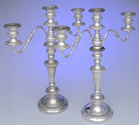 GDS7 (Silverplate, Hollowware) Pair of 18" 3 Light Candelabra
