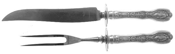 Mythologique (Strl, 1894, Old, BeadBorder, NoFaceBowl) Small Stainless Blade 2-Piece Steak Carving Set