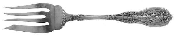 Mythologique (Strl, 1894, Old, BeadBorder, FaceBowl) Small Individual Solid Fish/Salad Fork