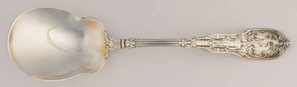 Mythologique (Strl, 1894, Old, BeadBorder, FaceBowl) Oversize Solid Salad Serving Spoon