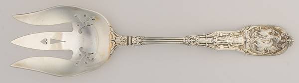 Mythologique (Strl, 1894, Old, BeadBorder, FaceBowl) Oversize Solid Salad Servng Fork