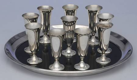 951 (Sterling, Hollowware) Cordial - Set of 10 with Complimentary Plated Tray