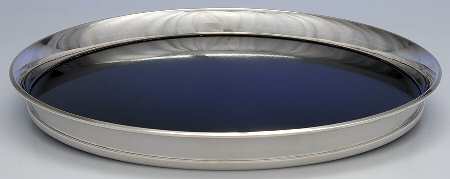 951 (Sterling, Hollowware) 13" Round Lucite Tray with Sterling Band