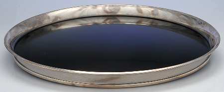 951 (Sterling, Hollowware) 18" Round Lucite Tray with Sterling Band