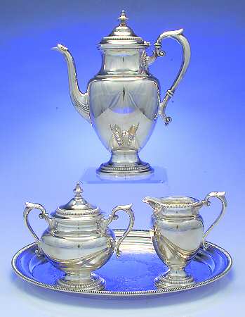 Y1200 (Silverplate, Hollowware) 3-Piece Coffee Set and Tray