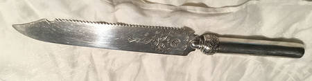 Dowager (Silverplate, 1875) Hollow Handle Bright Cut Solid Cake Saw