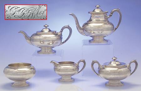 21 (Sterling, Hollowware) 5 Piece Tea Set (SCP, STP, SCR, SSU, SWB)