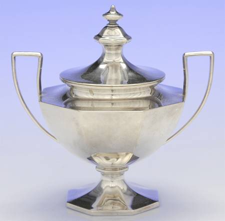 A5751-Plain (Sterling, Hollowware) Sugar Bowl & Lid