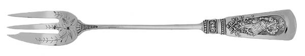 Fontainebleau (Sterling, 1880, Monograms) Bright Cut Seaford Cocktail Fork