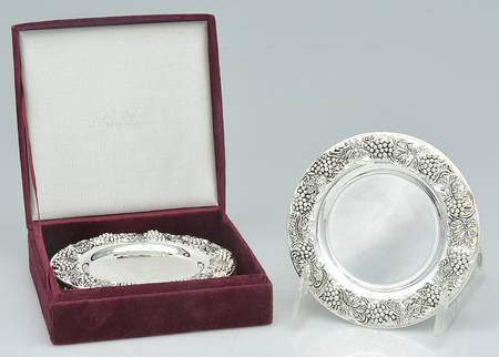 Silverplate Hollowware Wine Bottle Coaster - Set of 4