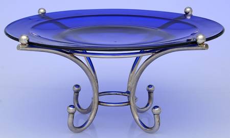 Silverplate Hollowware 11" Cobalt Plate Pedestal Cake Stand