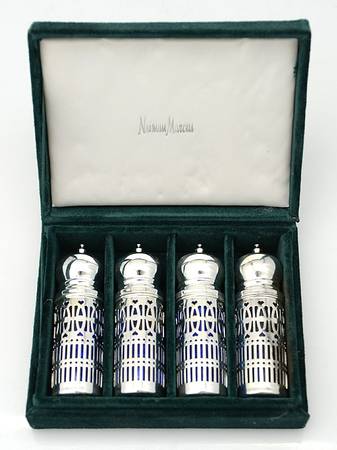 Silverplate Hollowware Salt and Pepper with Cobalt Liner (2 Pairs)