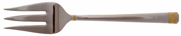 Festive Holly (Stainless, Gold Accent) Medium Solid Cold Meat Serving Fork