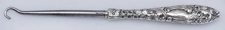 Repousse Chased (Sterilng, Hollowware) Button Hook-Hollow Hdl/Large