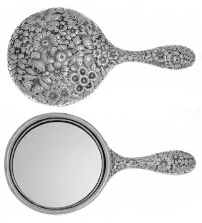 Repousse Chased (Sterilng, Hollowware) Mirror with Handle