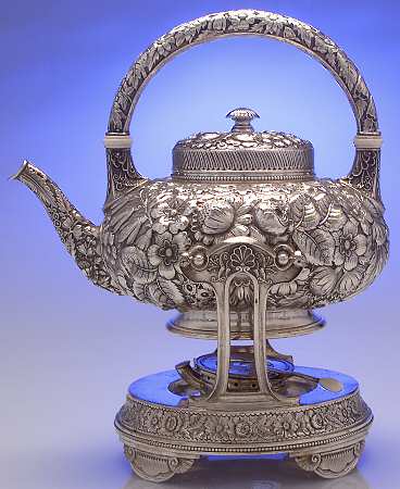 Repousse Chased (Sterilng, Hollowware) Kettle, Stand & Burner