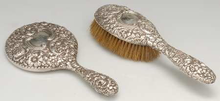 Repousse Chased (Sterilng, Hollowware) 2 Pc Vanity Set (Hair Brush and Mirror)