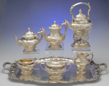 A6981 (Sterling, Hollowware) 7 Piece Tea Set (SCP, STP, SCR, SSU, SWB, SKES, WT27CS)