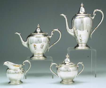 2561 (Sterling, Hollowware) 4 Piece Tea Set (SCP, STP, SCR, SSU)