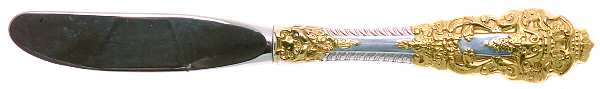 Golden Crown Baroque (Sterling, Partial Gold Accent Modern Hollow Butter Spreader (Stainless)