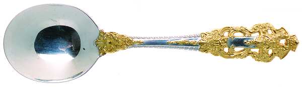 Golden Crown Baroque (Sterling, Partial Gold Accent Round Bowl Soup Spoon (Cream Soup)