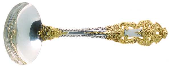 Golden Crown Baroque (Sterling, Partial Gold Accent Solid Gravy Ladle